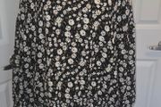 Primark Black White Floral Boho Blouse UK 14 Long Sleeve Top