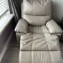 3 + 1 seater taupe grey leather sofa. Image 10