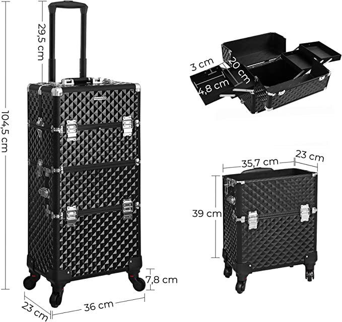 Trolley Cosmetic  Case Rolling Universal Wheels