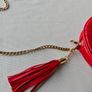 Made in Italy Red Quilted Round Crossbody Bag - Gold Chain Image 3