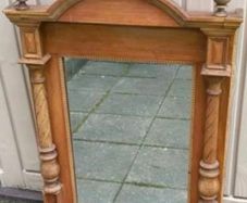 Antique Mirror  Antique Victorian Architectural Walnut Wall Mirror Carved Columns & Finials (92cm x 64cm)  Restoration Project