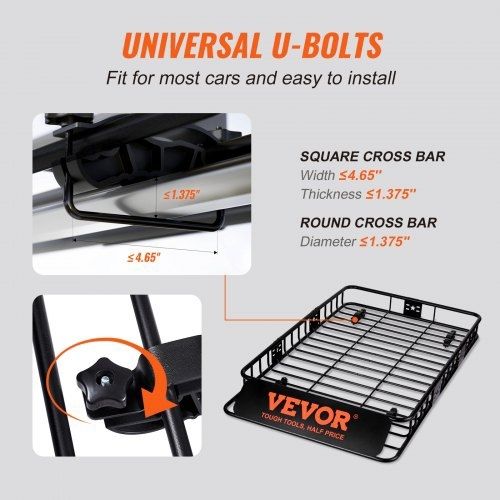 Roof Rack Cargo Basket, 64" x 39" x 6" Rooftop Cargo Carrier with Extension, Heavy-duty Steel 200 LBS Capacity Universal Roof Rack Basket, Luggage Holder for SUV, Truck