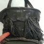 ZARA black supersoft leather tassle hand held bag Image 6