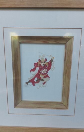 Fabulous Rare Vintage Hand-Cut Chinese Paper Cut Immortal Warrior, Brought Back From China and Professionally Framed