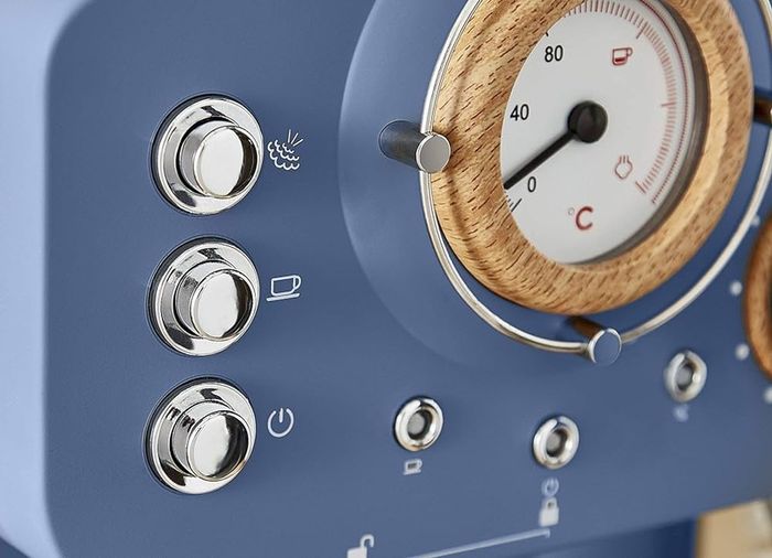 FREE EXPRESS SHIPPING Nordic Espresso Coffee Machine with Milk Frother, Steam Pressure Control, 1.2L Detachable Water Tank, 1100W, Nordic Blue