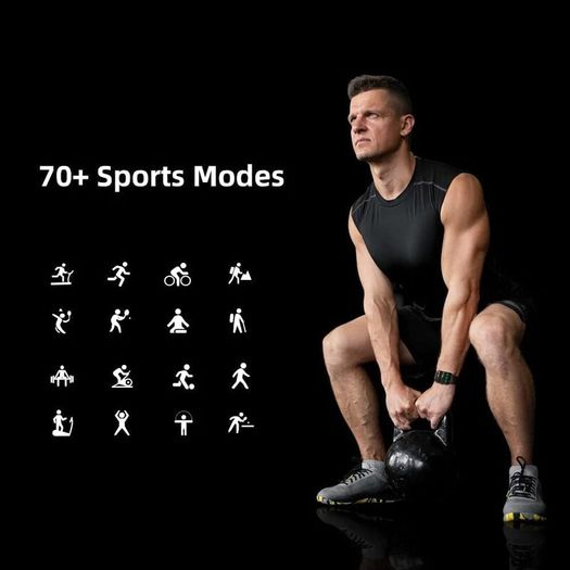 W01 ANG Business Smartwatch Sport Health and Sports Tracking Pedometer, 70+ Modes, Sleep Cycles, 15 Days Battery Life, Waterproof, SpO2, Ovulation Menstruation Monitoring for Women Black