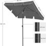 Balcony Parasol, Rectangular Garden Umbrella, UV Protection up to UPF 50, Folding Umbrella with PA Coating for Garden Patio, without Stand Image 4