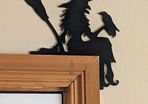 Halloween Door Topper - Witch with Broom and Crow - PLA 3D Printed Decor