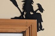 Halloween Door Topper - Witch with Broom and Crow - PLA 3D Printed Decor