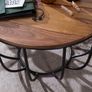 Rustic Solid Wood Coffee Table with Metal Base 60cm Round Image 4