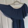 NEW QUIZ Navy Chiffon Bardot Pleated Tiered Midi Dress  Size 10 Image 9