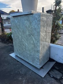 Green sage marble base and white marble shelf