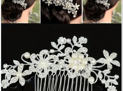 NEW Crystal Pearl Hair Comb, Bridal Wedding, Prom, Communion Hair Accessories