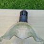 Original hanging ceiling lamp with a ribbed shade made of holophane glass (Holophane) Image 6