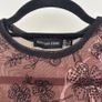 Brown mesh floral top with black trim Image 3