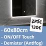 LED Bathroom Mirror 60x80cm Backlit Image 2