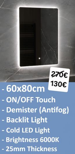 LED Bathroom Mirror Antifog Demister Backlit