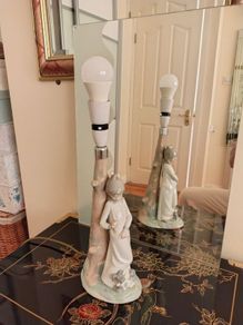 Vintage Nao by Lladro Lamp. Girl with Dog.