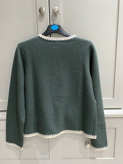 Spainish designer brand Yerse dark teal Green colour  wool cardigan / jacket BRAND NEW