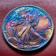 USA 1991 Silver Eagle 1 Dollar Toned Coin