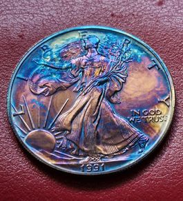 USA 1991 Silver Eagle 1 Dollar Toned Coin