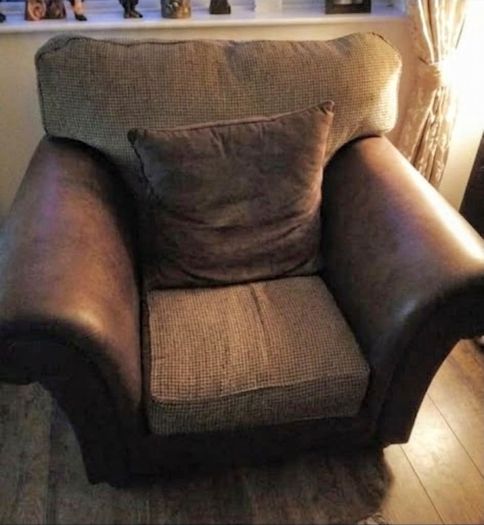 Luxury leather and fabric three piece suite