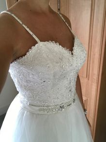 Wedding Dress: A-Line Ivory with Spaghetti Straps
