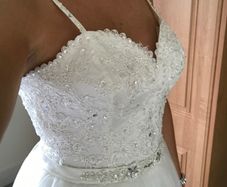 Wedding Dress: A-Line Ivory with Spaghetti Straps