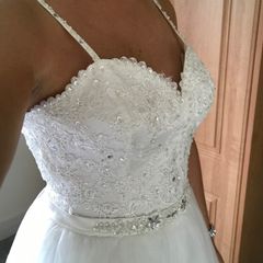 Wedding Dress: A-Line Ivory with Spaghetti Straps
