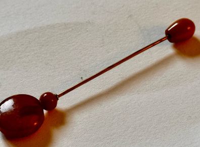 Genuine  Natural Amber Hat Pin  Baltic Amber Stick pin  End Millinery Accessory