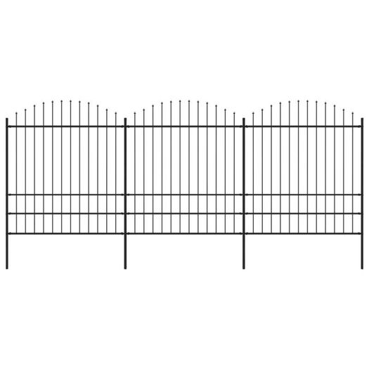 Garden Fence with Spear Top Steel (1.75-2)x5.1 m Black