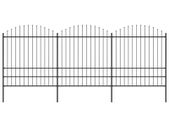 Garden Fence with Spear Top Steel (1.75-2)x5.1 m Black