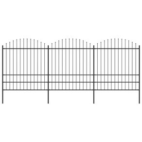 Garden Fence with Spear Top Steel (1.75-2)x5.1 m Black