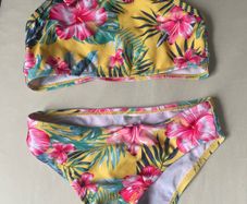 Tropical bow yellow pink green bikini age 6-7