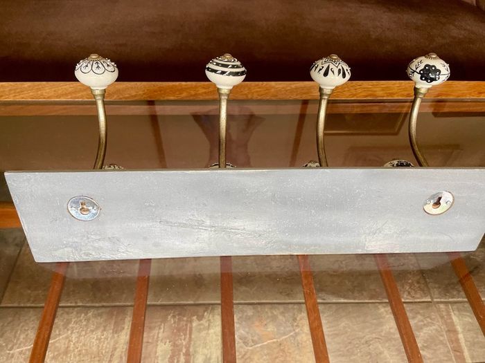 New Unused Stylish Entryway Mounted Ceramic and Brass Coat Hanger