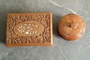Vintage carved inlay jewellery box