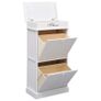 Shoe Cabinet White 50x28x98 cm Paulownia Wood Image 2