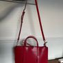 Zara Red Faux Leather Tote handbag Size M Image 7