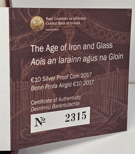 Ireland 2017 Silver Proof The HaPenny Bridge 10 Euro Coin in Original Holder