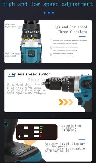 18V 13mm cordless impact drill 18V 13mm brushless impact drill 18V impact drill 18V screwdriver drill with two batteries