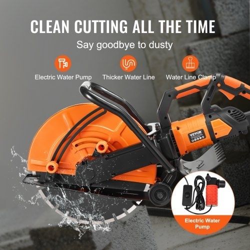16"/40.6 cm Electric Concrete Saw Wet/Dry Saw Cutter with Water Pump and Blade