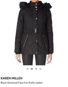 Karen Millen Black Quilted Belted Jacket