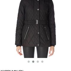 Karen Millen Black Quilted Belted Jacket