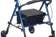 Lightweight Foldable Rollator Includes Tray and Basket - Easy Folding for Boot Height Adjustable Walking Aid