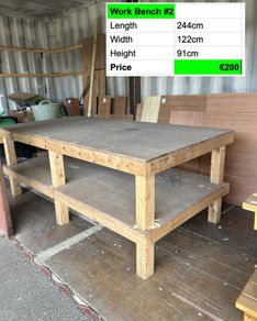 Heavy Duty Work Bench 244cm Workshop Table Storage Shelf