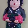 Vintage MARION ARISTEDOU MGA Cyprus Ceramic Clay Figurine or Doll or Wallhanging Image 3