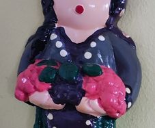 Vintage MARION ARISTEDOU MGA Cyprus Ceramic Clay Figurine or Doll or Wallhanging