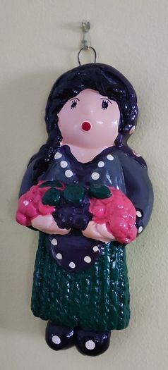 Vintage MARION ARISTEDOU MGA Cyprus Ceramic Clay Figurine or Doll or Wallhanging