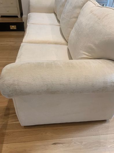 9 foot cream velvet sofa