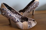 Ruby Shoo Patterned Peep Toe Heels - UK 7 EU 40 - Excellent Condition